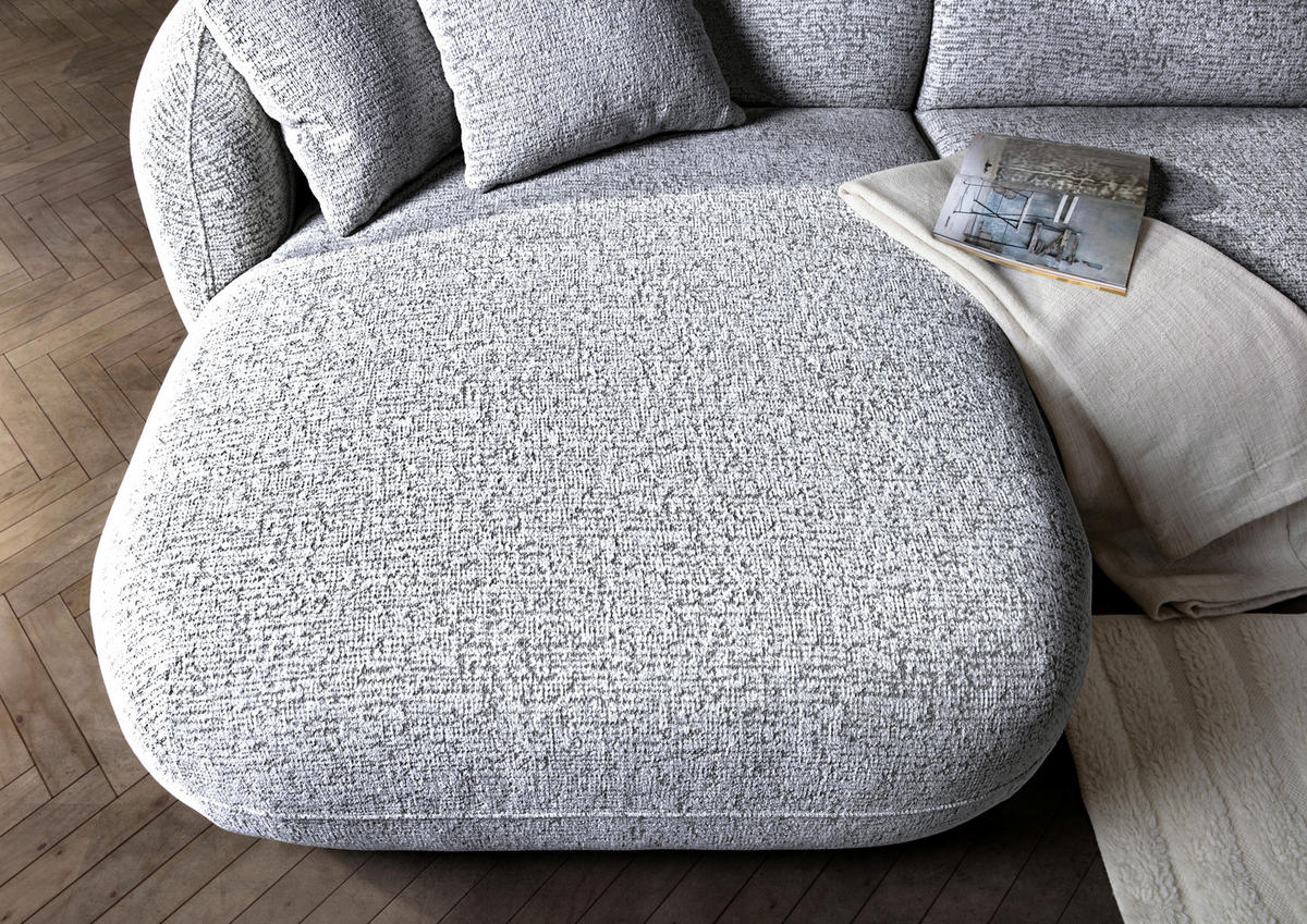ECKSOFA Schwarz, Weiß Flachgewebe Zierkissen, Rücken echt, Sitztiefenverstellung  - Schwarz/Weiß, MODERN, Kunststoff/Textil (162/275cm) - Carryhome