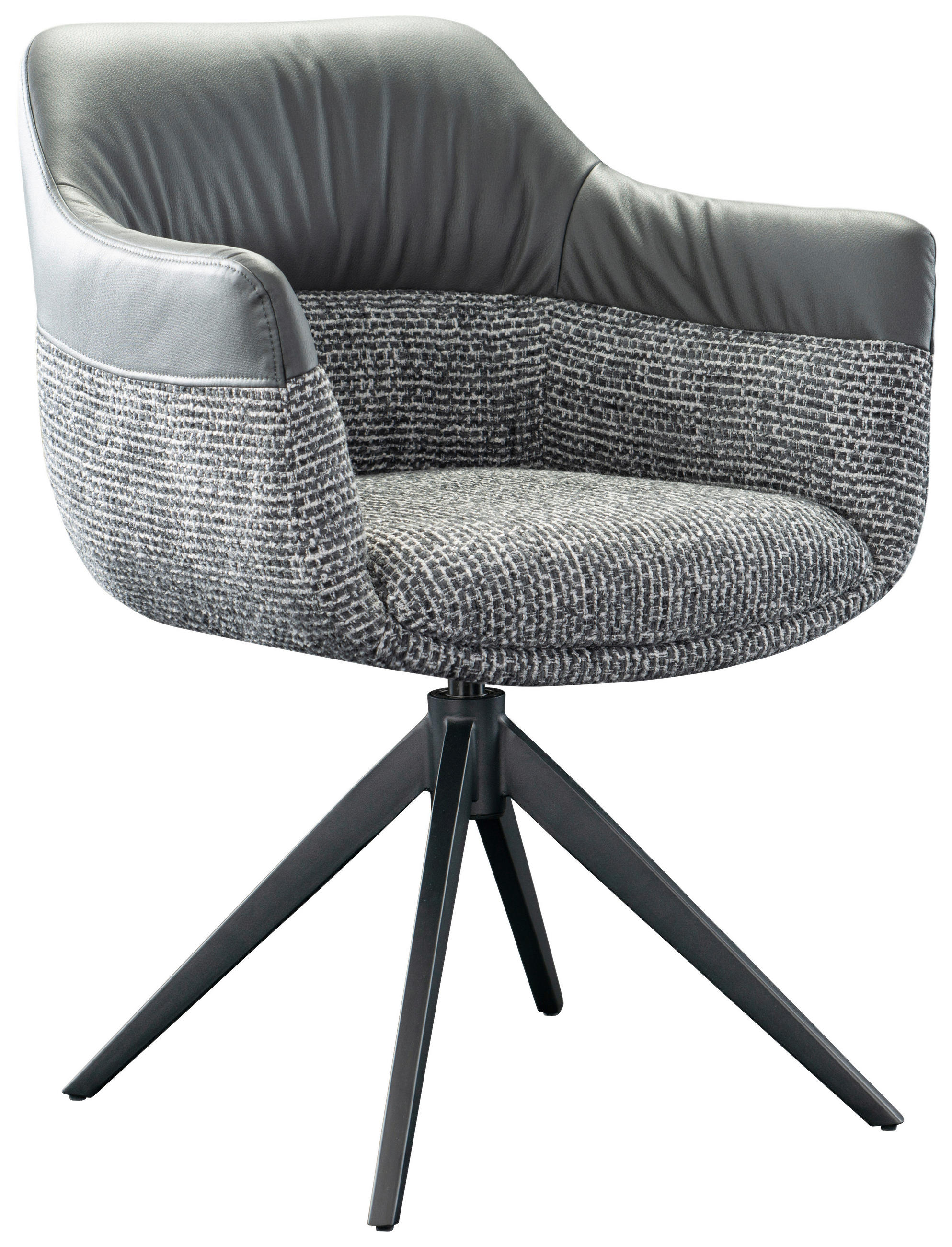 ARMLEHNSTUHL  in Eisen Mikrofaser, Webstoff  - Schwarz/Grau, Design, Textil/Metall (62/83/60cm) - Novel