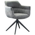 ARMLEHNSTUHL  Sitzfläche 360° drehbar Webstoff, Mikrofaser  - Schwarz/Grau, Design, Textil/Metall (62/83/60cm) - Novel