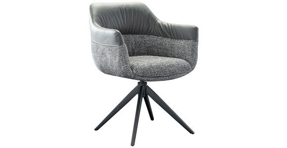 ARMLEHNSTUHL  Sitzfläche 360° drehbar Webstoff, Mikrofaser  - Schwarz/Grau, Design, Textil/Metall (62/83/60cm) - Novel