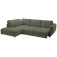 ECKSOFA  in Chenille Olivgrün  224/307 cm  - Schwarz/Olivgrün, KONVENTIONELL, Kunststoff/Textil (224/307cm) - Hom`in