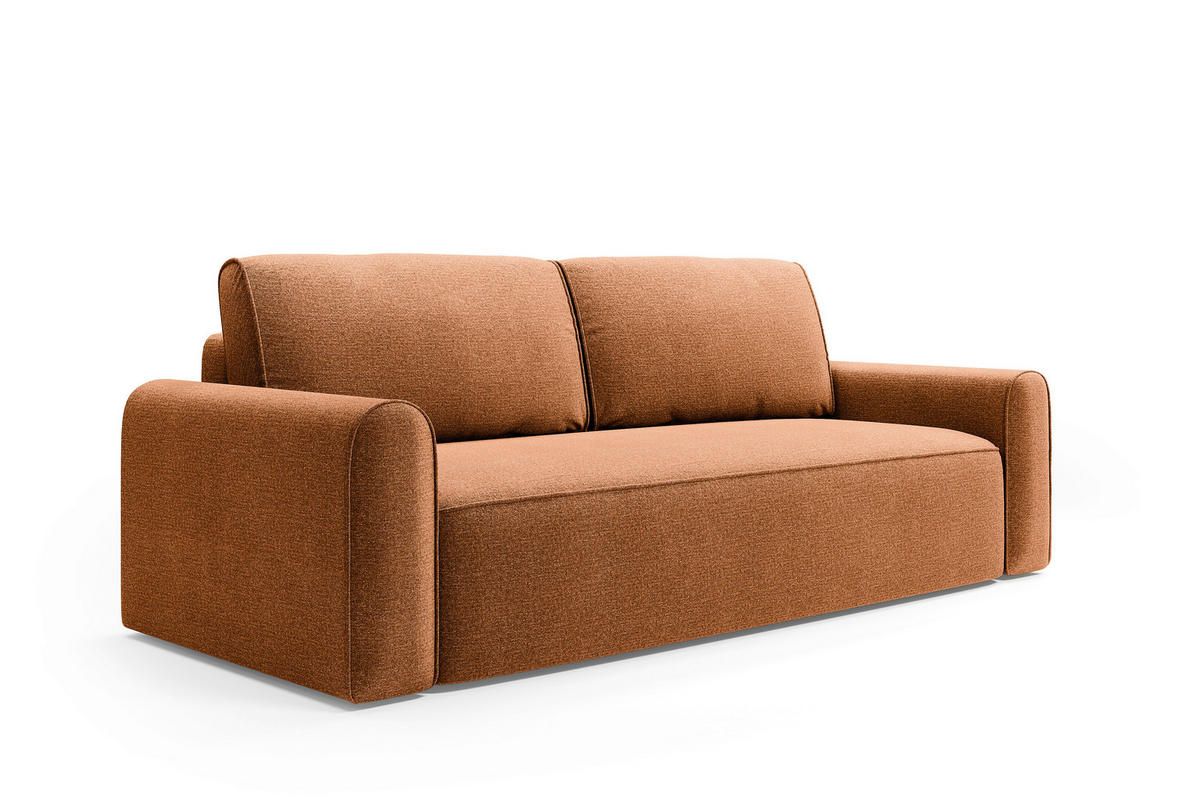SCHLAFSOFA Chenille Terracotta  - Terracotta/Schwarz, Modern, Holz/Holzwerkstoff (240/92/103cm) - Livetastic