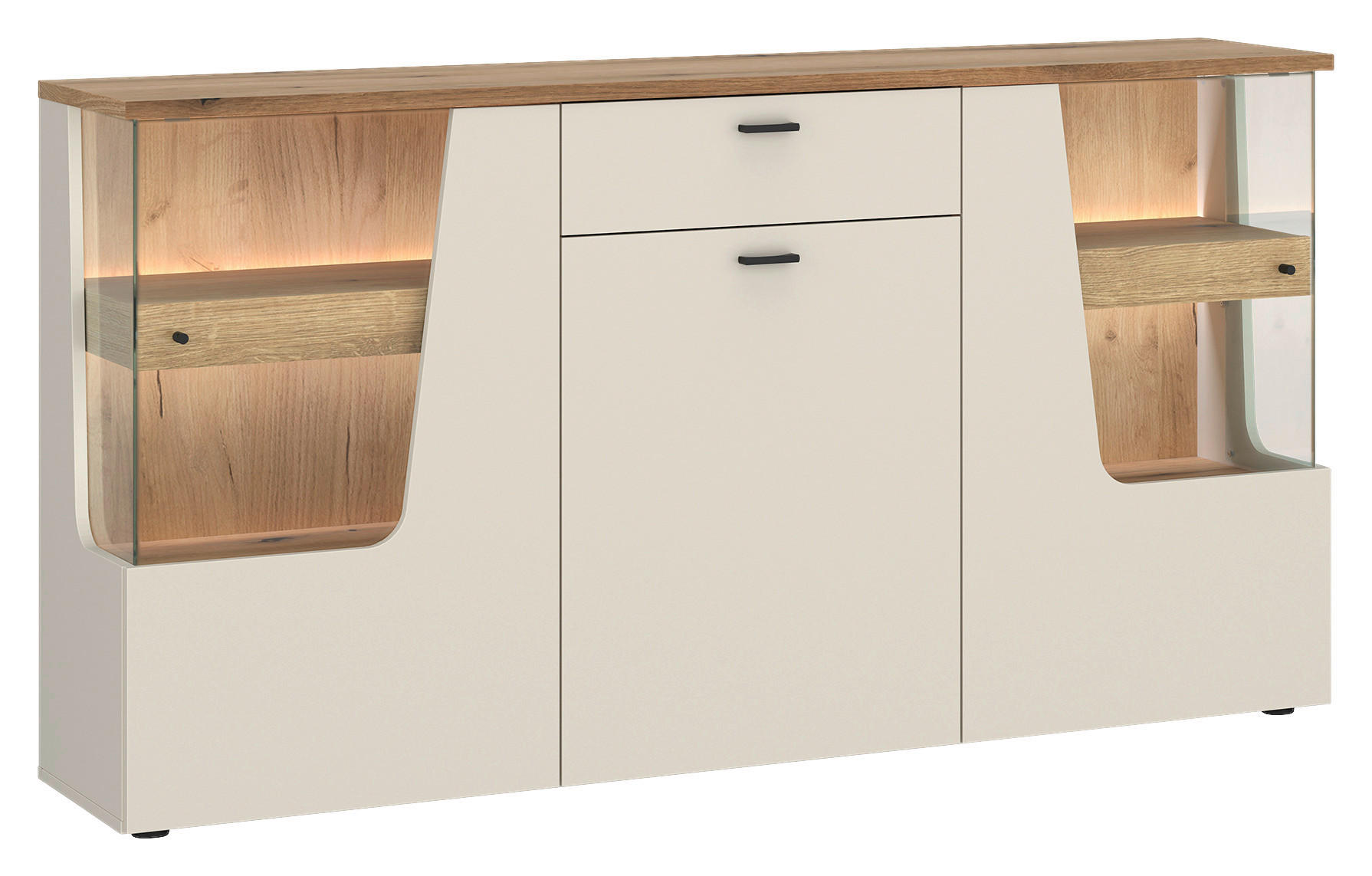 Sideboard Cut Out, B: 165cm Kaschmir/Eichefarben
