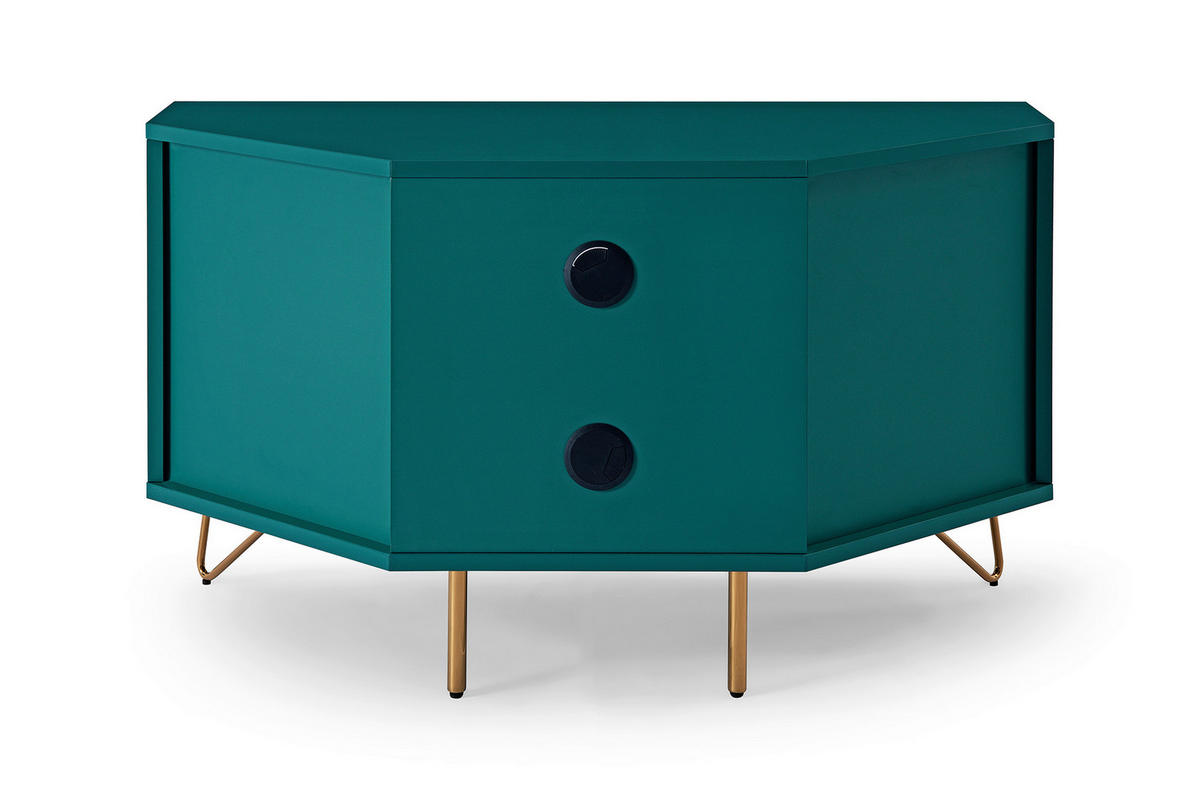 NÍZKA KOMODA, modrá, 100/58/50 cm - modrá/mosadzná, Design, kov/kompozitné drevo (100/58/50cm) - Livetastic