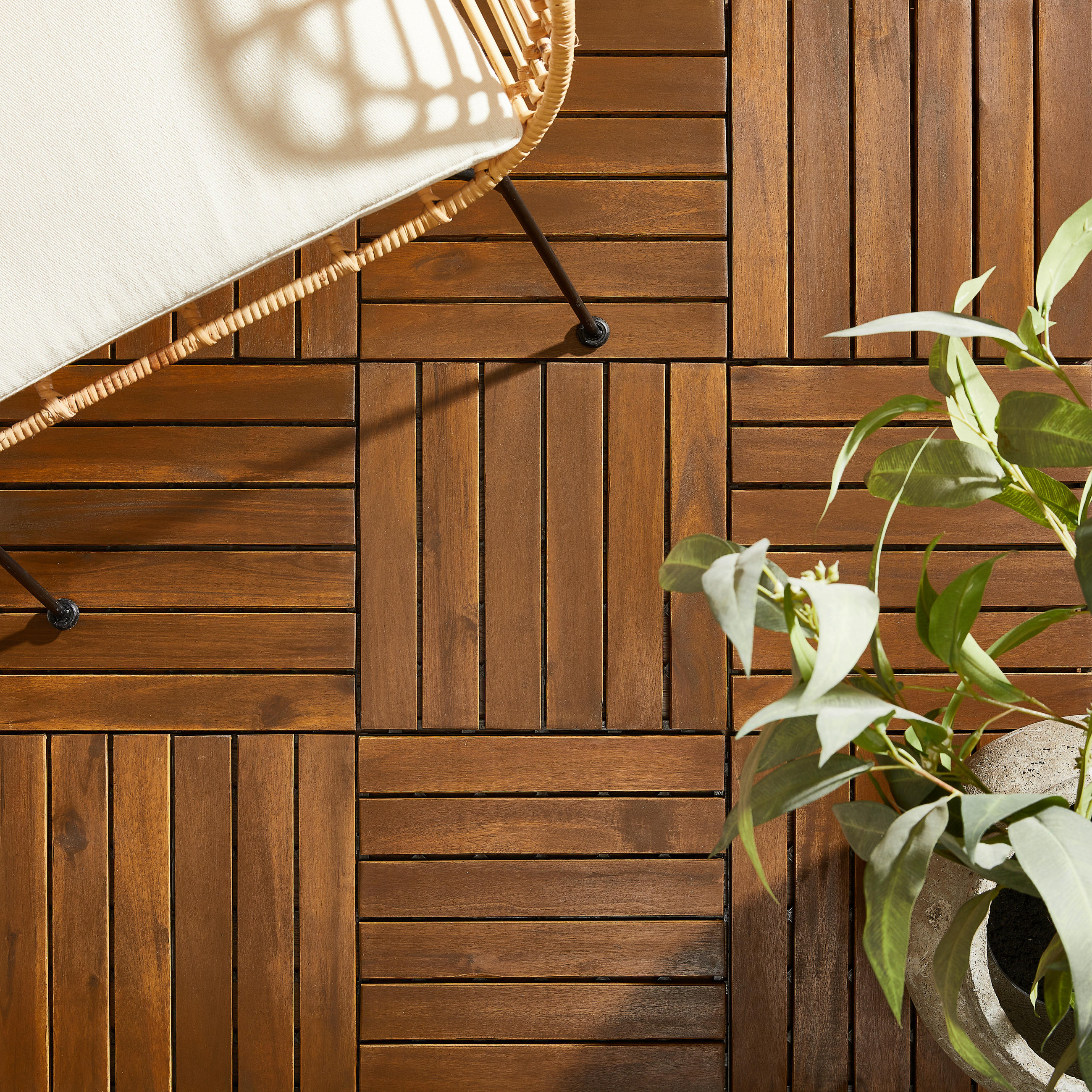 TERRASSENFLIESE Schwarz, Dunkelbraun 10 Stück  - Dunkelbraun/Schwarz, Design, Holz/Kunststoff (30/30/2,4cm) - Ambia Garden