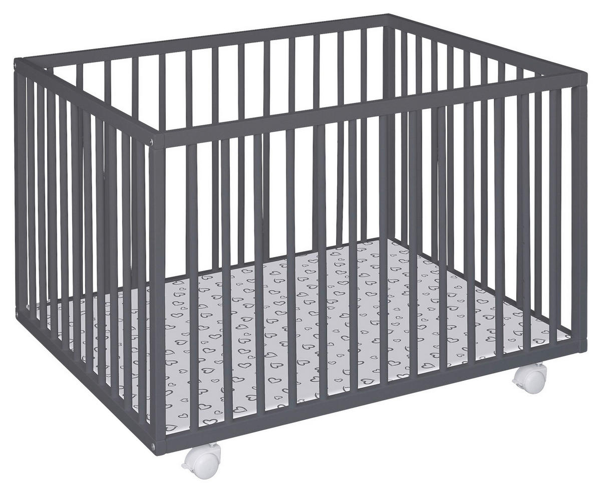 DETSKÁ OHRÁDKA, 100/75/68 cm - sivá, Basics, drevo/plast (100/75/68cm) - My Baby Lou