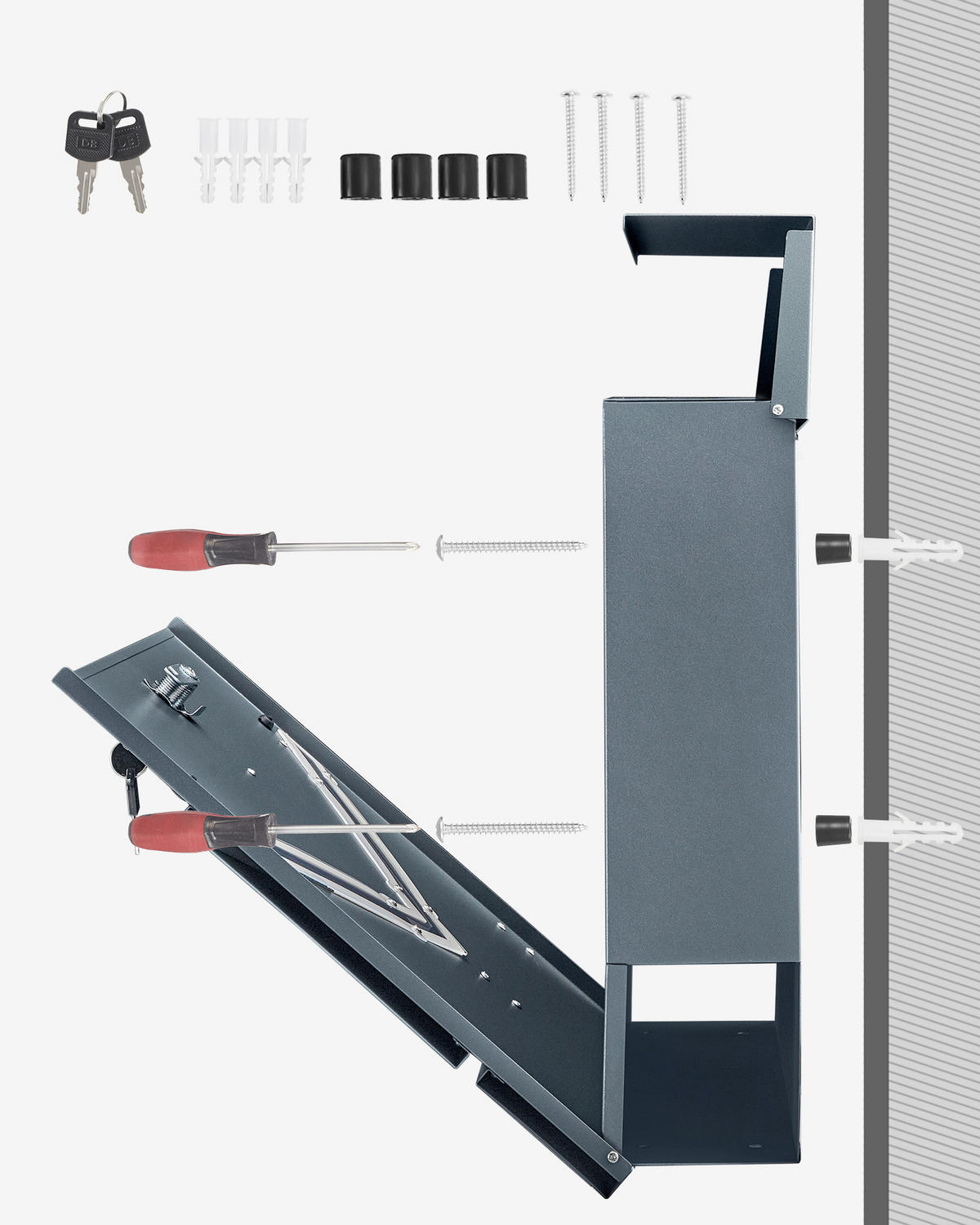 BRIEFKASTEN Grau  - Grau, Basics, Metall (37/37/10,5cm)