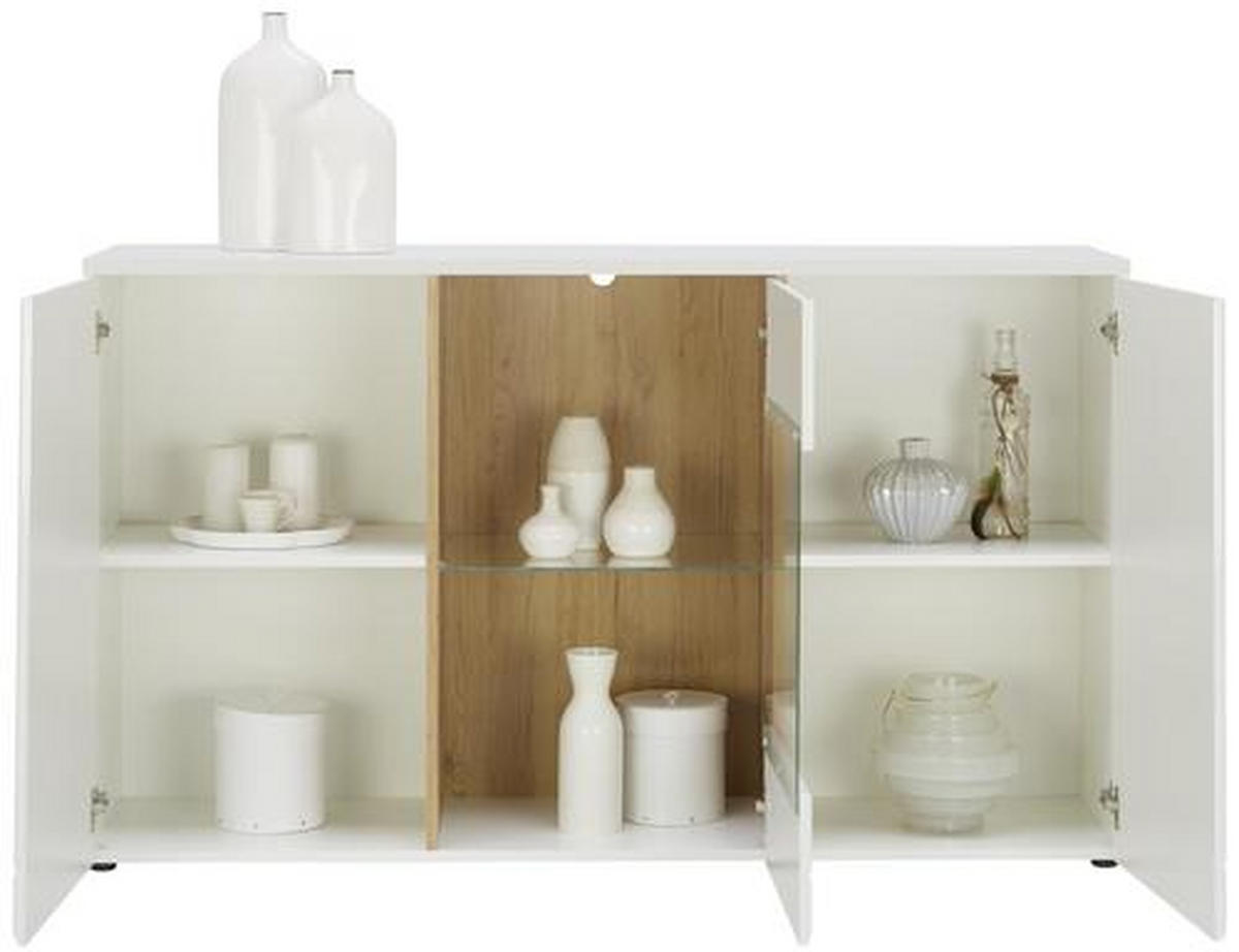 KOMMODE  in 150/88/42 cm  - Eichefarben/Silberfarben, MODERN, Glas/Holzwerkstoff (150/88/42cm) - MID.YOU