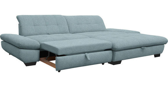 ECKSOFA  in Mikrofaser Pastellblau  290/198 cm  - Pastellblau/Schwarz, Design, Textil/Metall (290/198cm) - Xora
