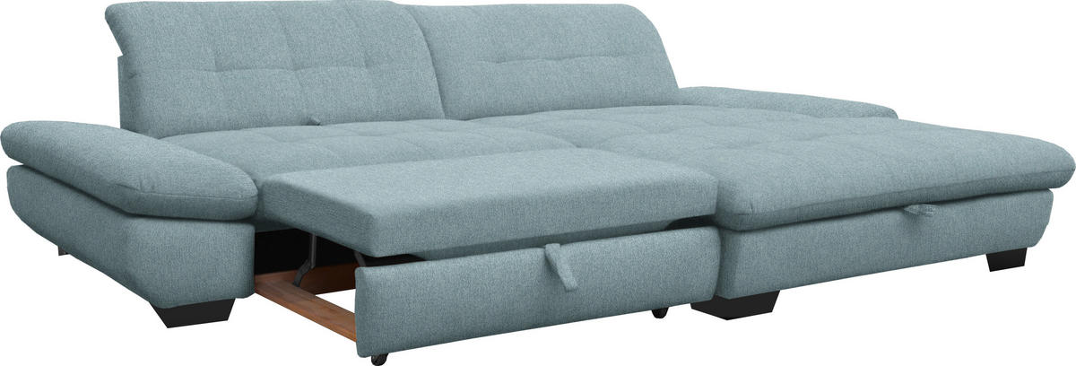 ECKSOFA in Mikrofaser Pastellblau  - Pastellblau/Schwarz, Design, Textil/Metall (290/198cm) - Xora