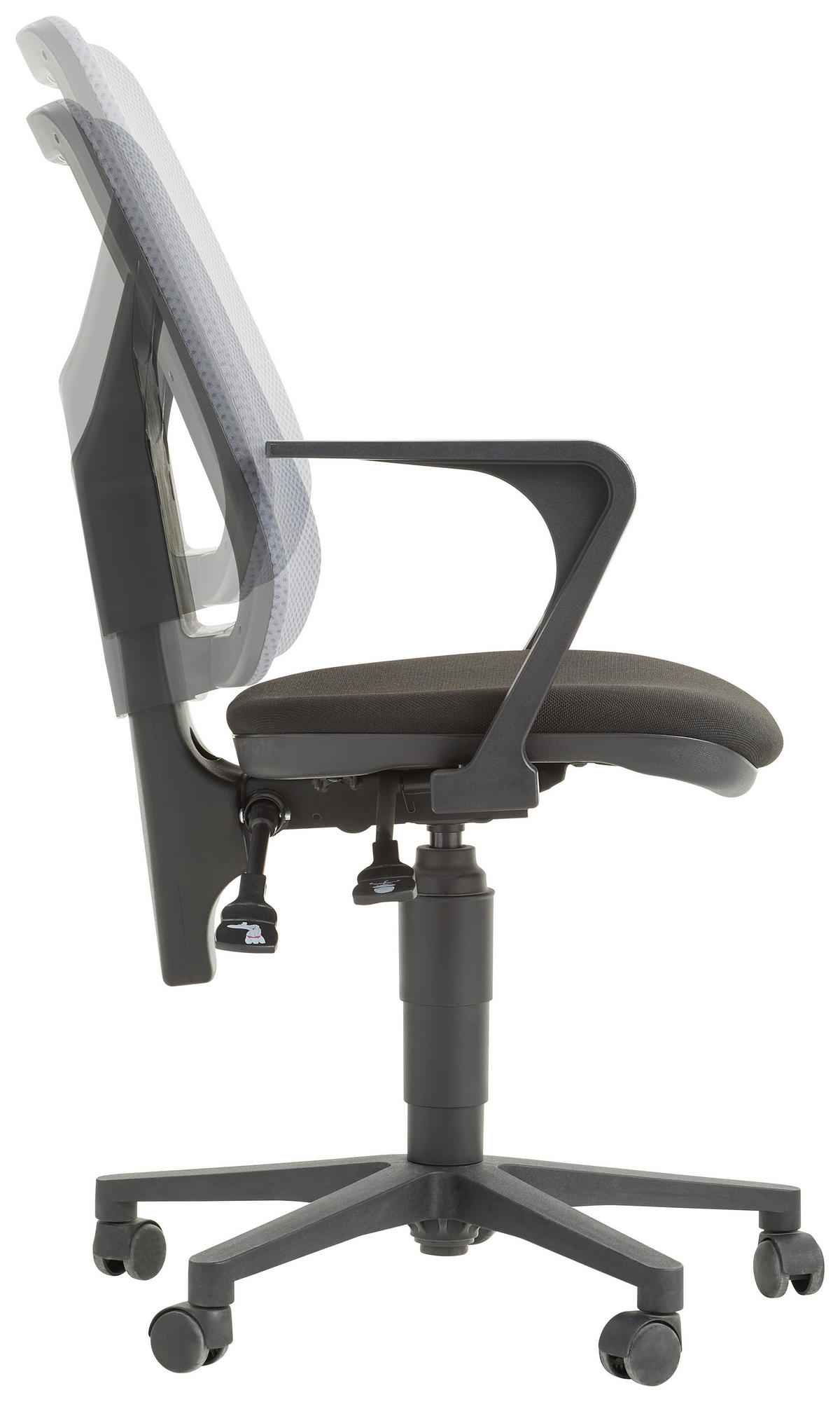 DREHSTUHL  in Flachgewebe, Netz Grau, Schwarz  - Schwarz/Grau, Modern, Kunststoff/Textil (46/97-109/46cm) - Topstar