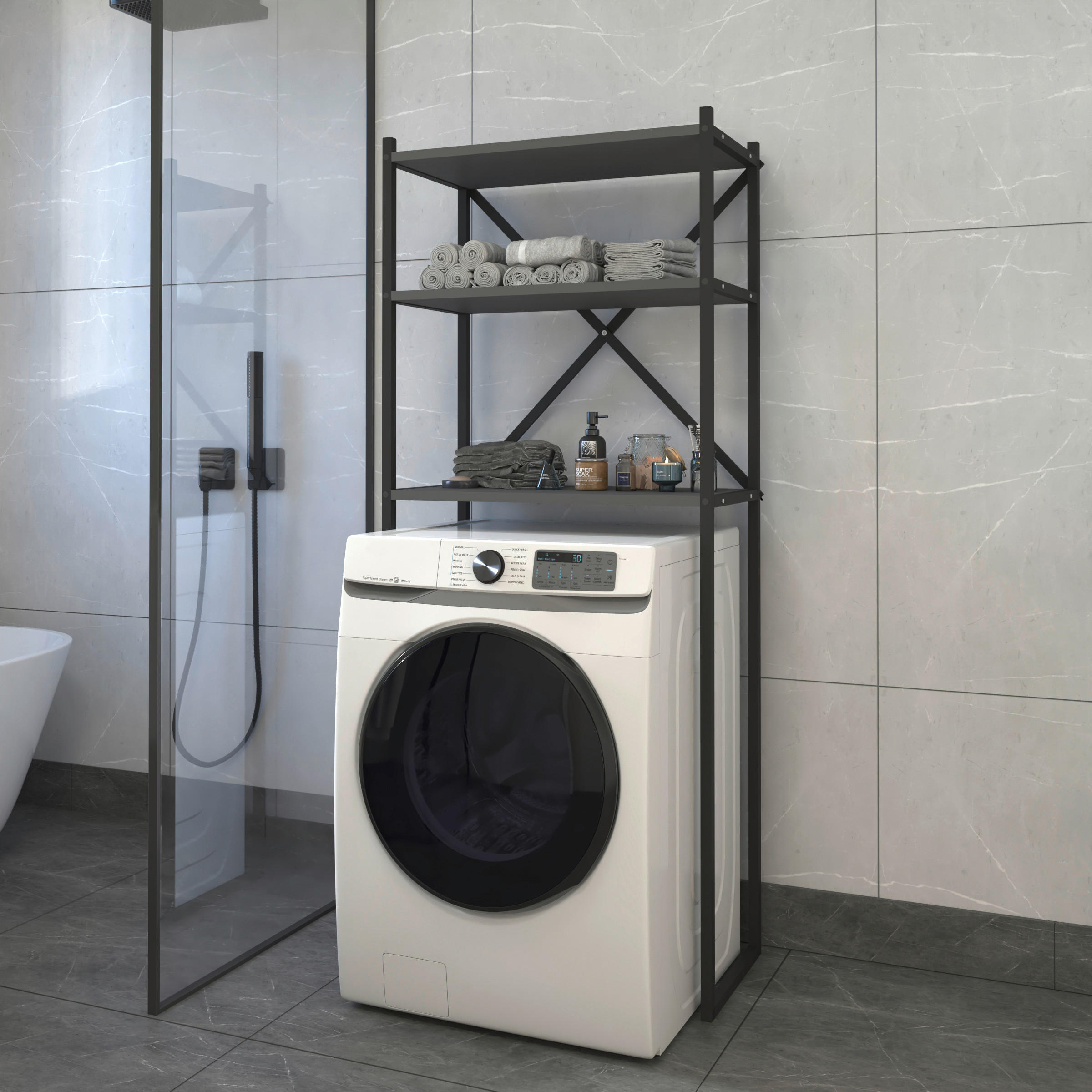 WASCHMASCHINENSCHRANK 66/160/34 cm  in Anthrazit  - Anthrazit, MODERN, Holzwerkstoff/Metall (66/160/34cm) - MID.YOU