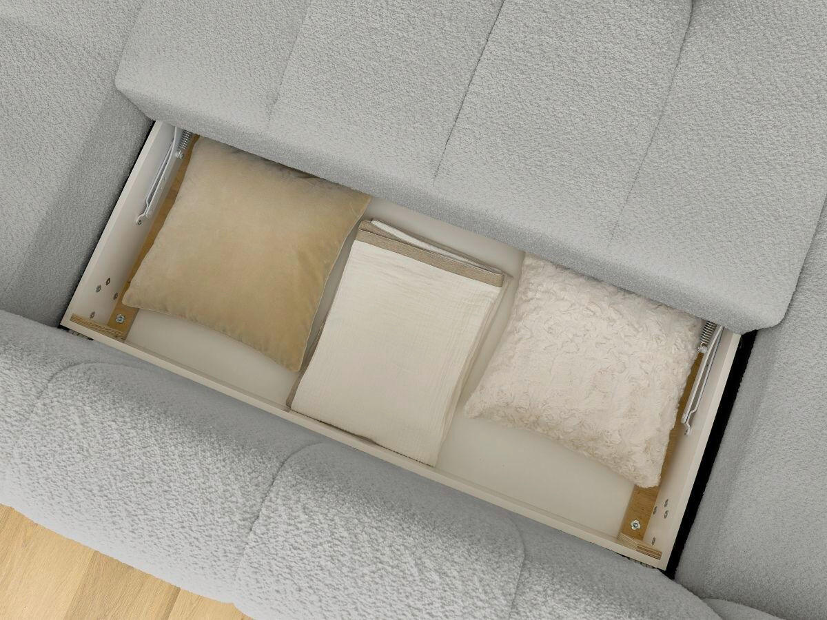 WOHNLANDSCHAFT  FUJI  Hellgrau Bouclé  - Hellgrau/Schwarz, MODERN, Kunststoff/Textil (160/377/204cm)