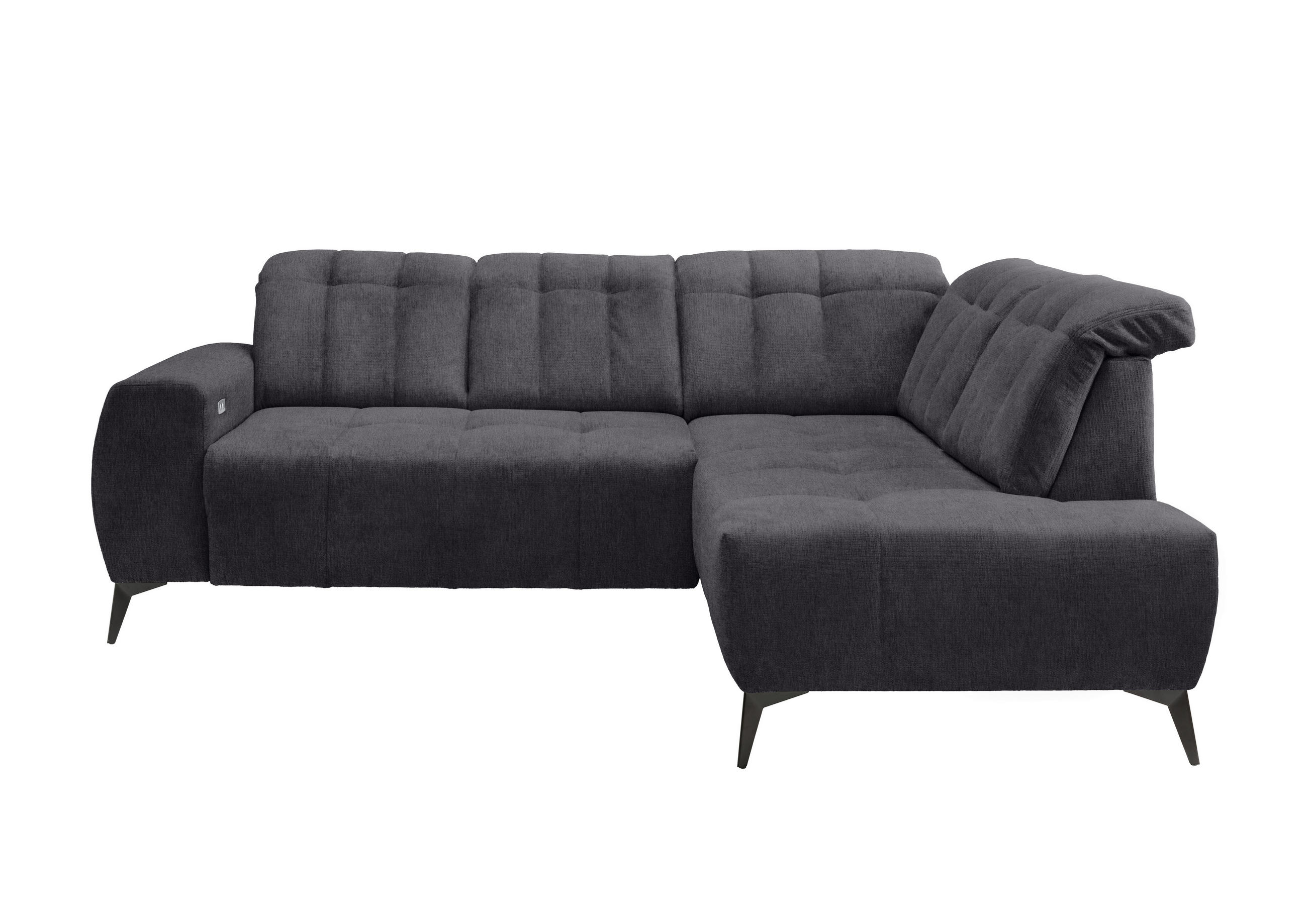 ECKSOFA Anthrazit Mikrofaser - Anthrazit/Schwarz, MODERN, Textil/Metall (261/200cm) - Livetastic