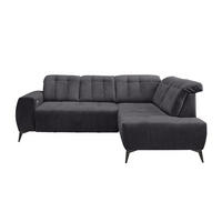 ECKSOFA in Mikrofaser Anthrazit  - Anthrazit/Schwarz, Modern, Textil/Metall (261/200cm) - Livetastic