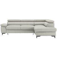 ECKSOFA in Echtleder Hellgrau  - Hellgrau/Schwarz, Design, Leder/Metall (268/213cm) - Stylife