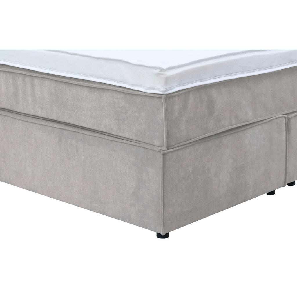 Thumbnail - Boxxx Boxspringbett, Hellgrau, Textil, H3, 5-Zonen, Höhe ca. 20 cm, 140x200 cm, Fsc, gepolstertes Kopfteil, Topper durch...