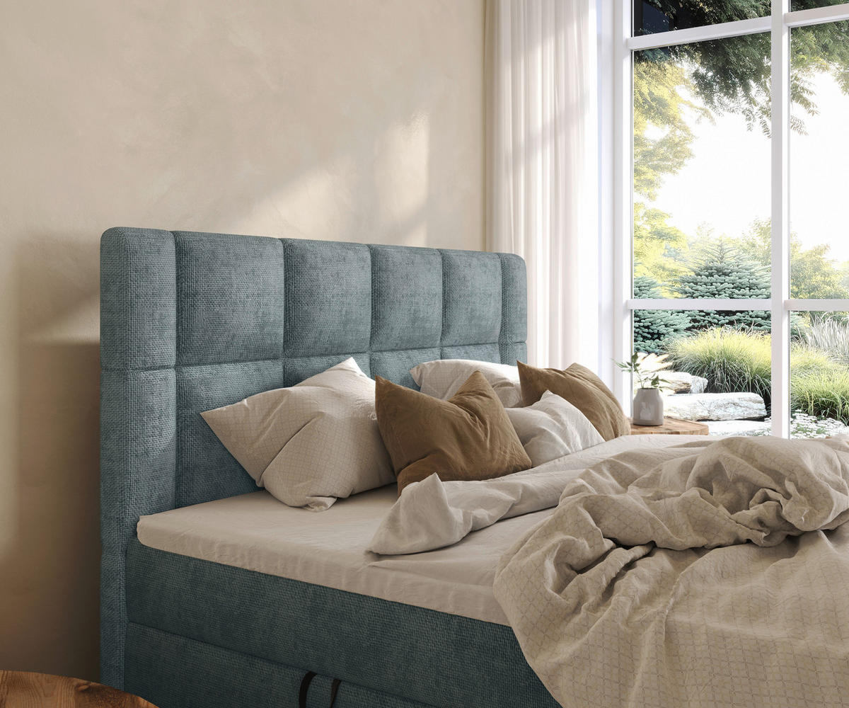 BOXBETT 180/200 cm  in Graublau  - Graublau/Schwarz, MODERN, Holz/Holzwerkstoff (180/200cm) - Boxxx