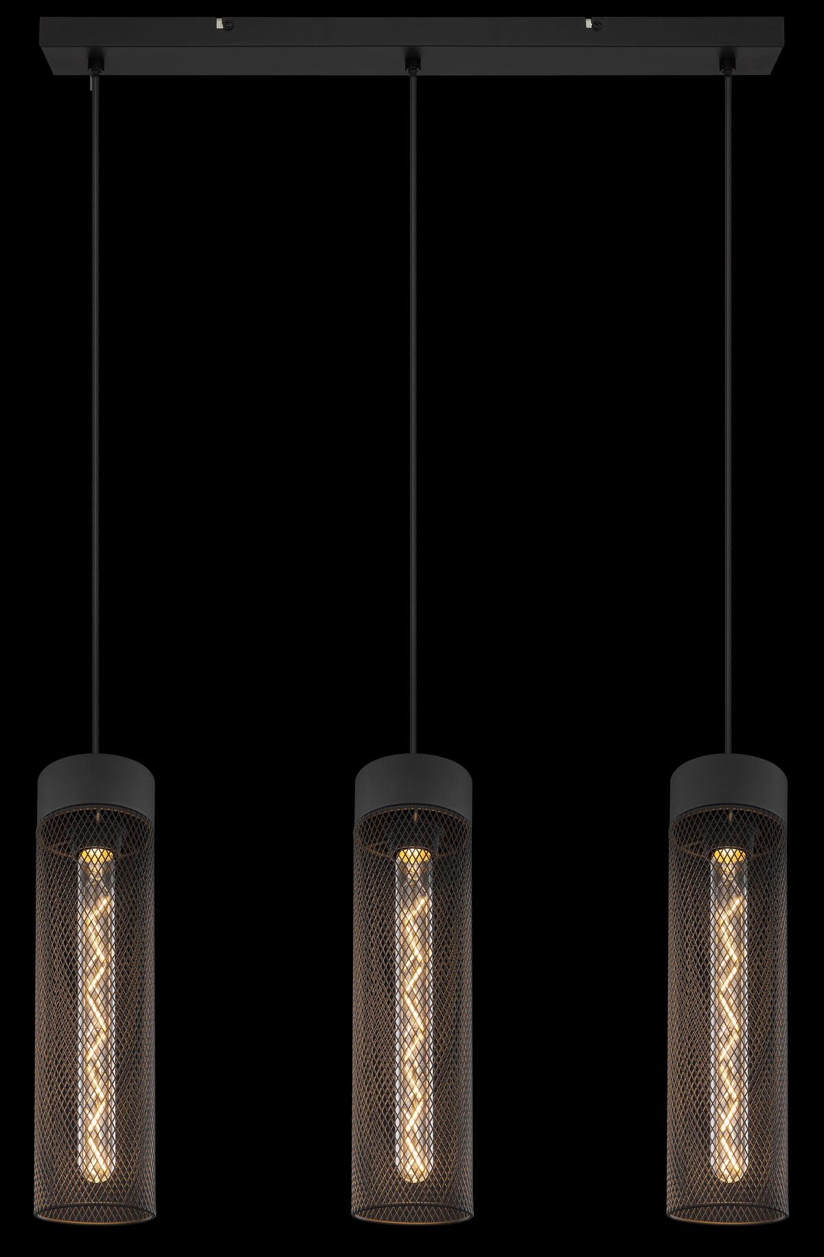 HÄNGELEUCHTE 60/9,5/120 cm   - Schwarz, Design, Metall (60/9,5/120cm) - Globo
