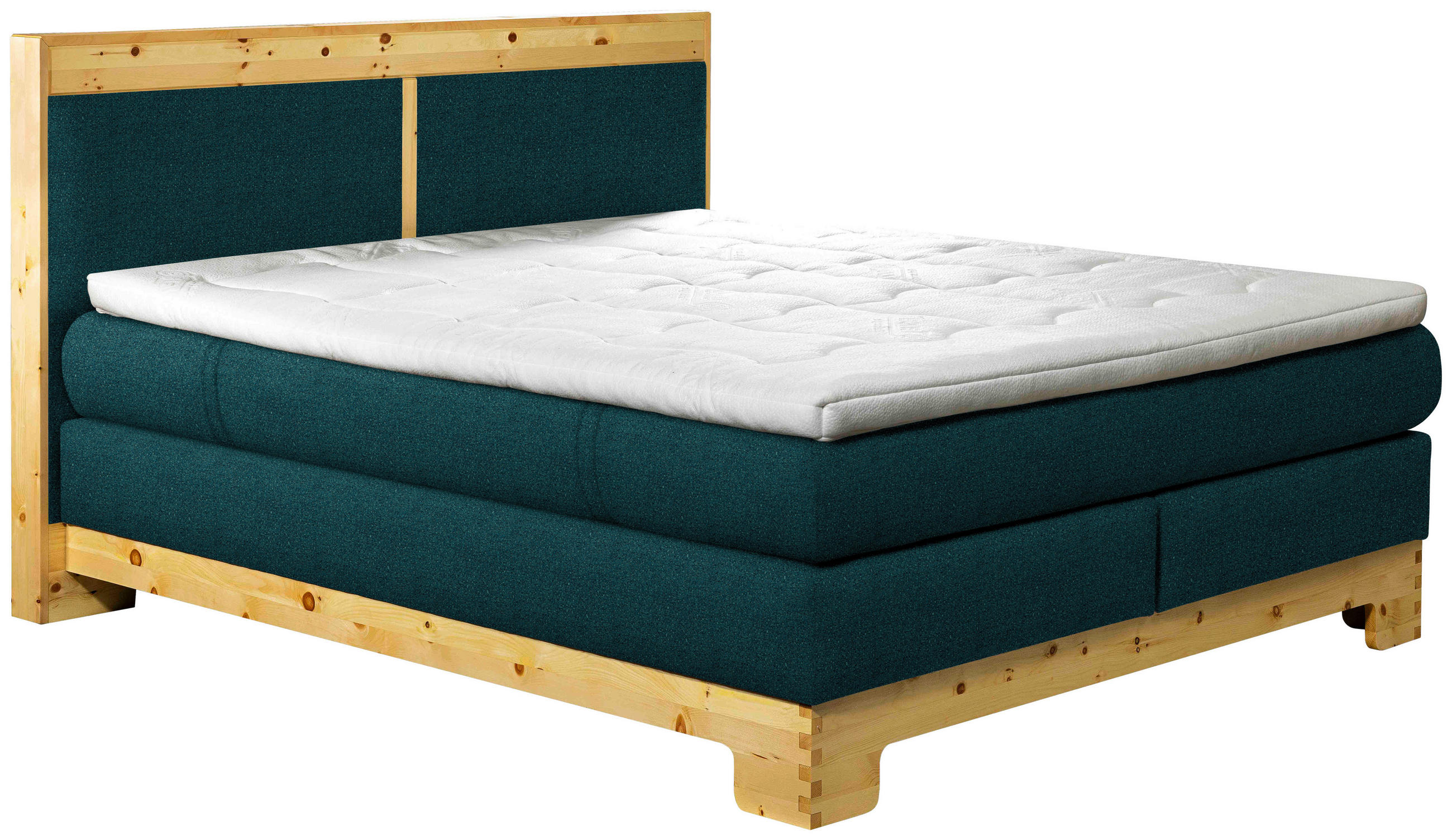 BOXSPRINGBETT 180/200 cm  in Petrol  - Petrol, Natur, Holz/Textil (180/200cm) - Linea Natura