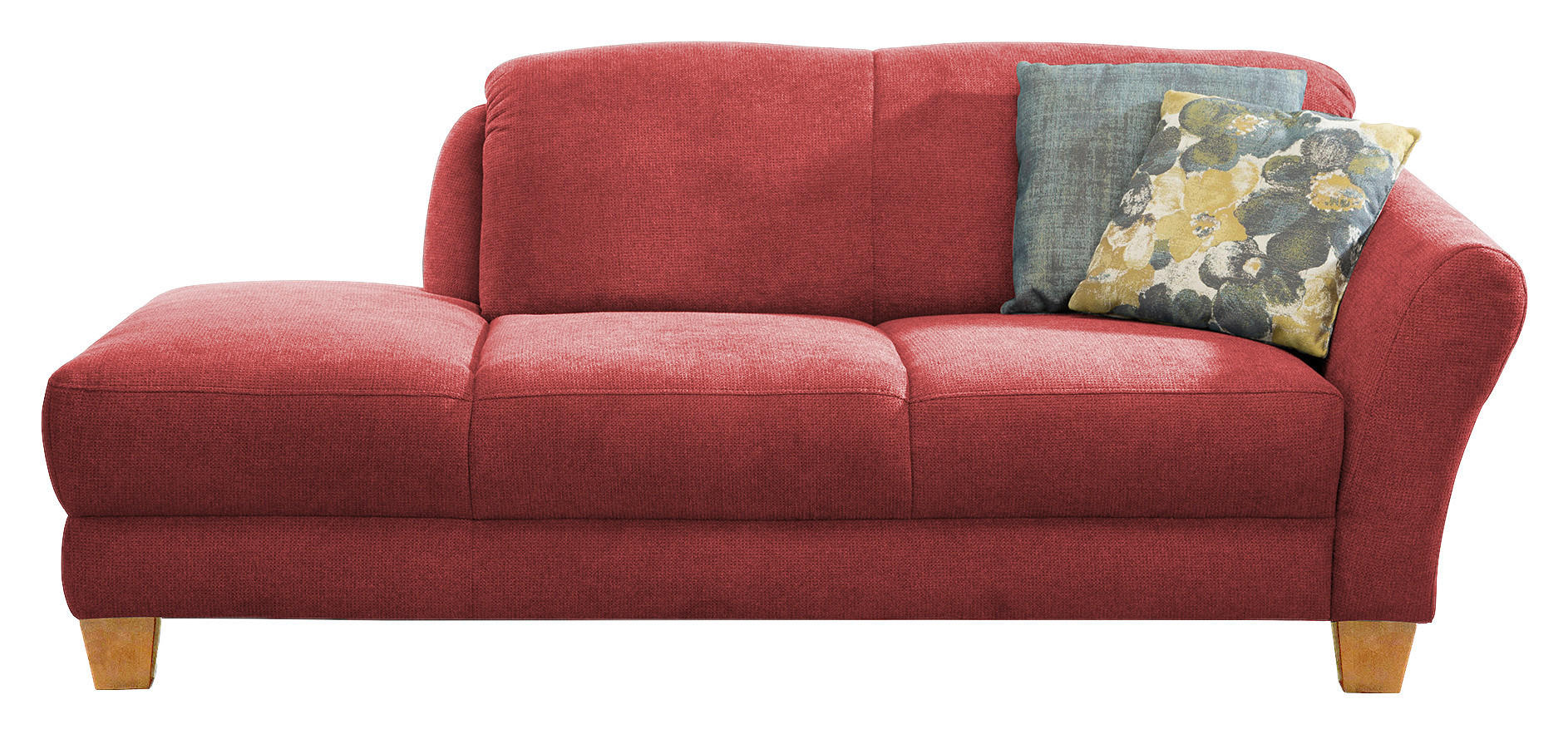 RÉCAMIERE in Flachgewebe Rot  - Rot/Naturfarben, Konventionell, Holz/Textil (194/84/91cm) - Sit & More