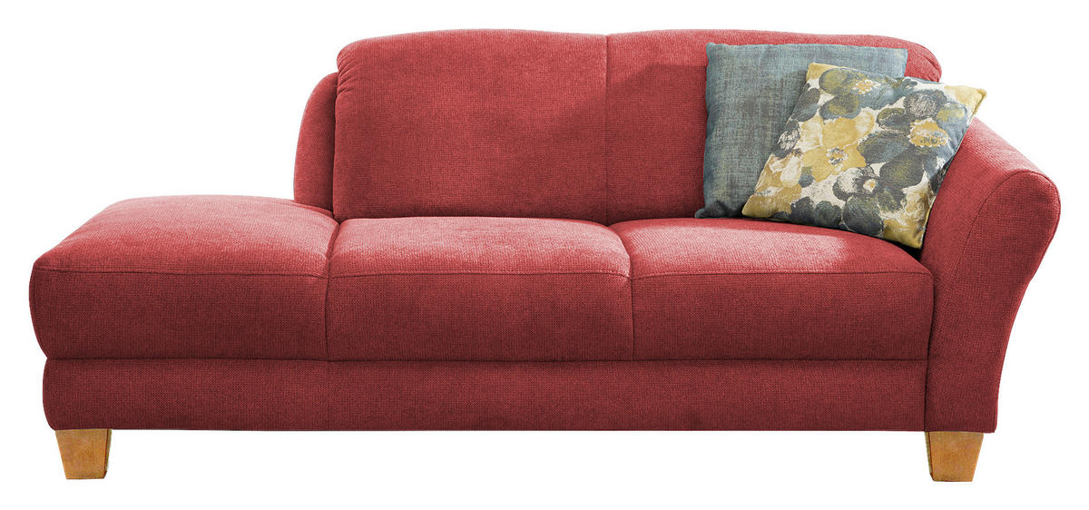RÉCAMIERE in Flachgewebe Rot  - Rot/Naturfarben, KONVENTIONELL, Holz/Textil (194/84/91cm) - Sit & More