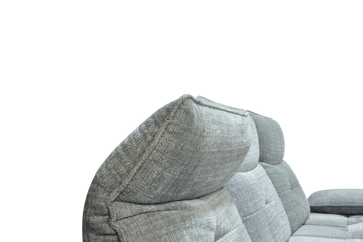 ECKSOFA Hellgrau Chenille  - Hellgrau/Schwarz, Design, Kunststoff/Textil (314/162cm) - Livetastic