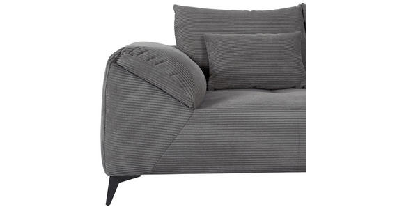 ECKSOFA Dunkelgrau Cord  - Dunkelgrau/Schwarz, KONVENTIONELL, Textil/Metall (311/176cm) - Carryhome