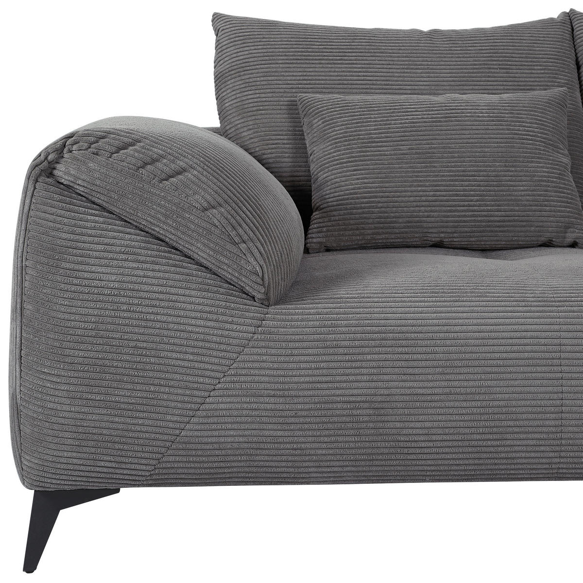 ECKSOFA in Cord Dunkelgrau  - Dunkelgrau/Schwarz, Konventionell, Textil/Metall (311/176cm) - Carryhome