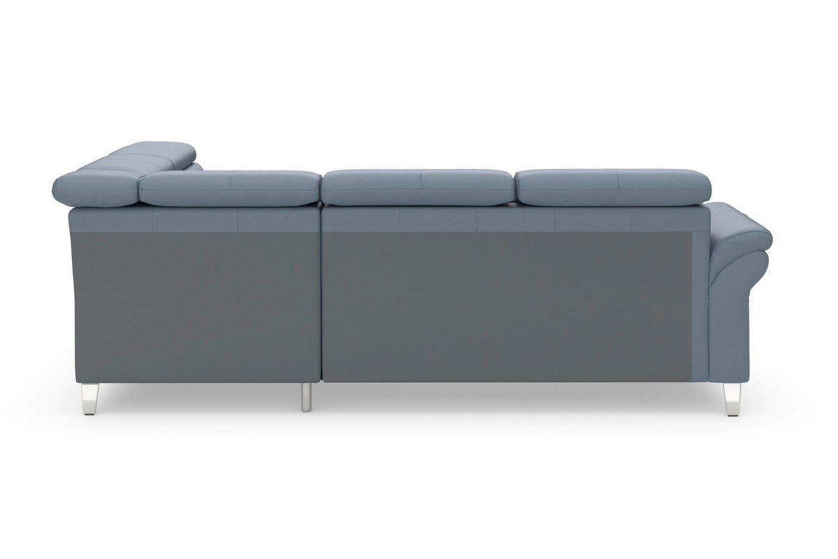 ECKSOFA 245/194 cm ARNGAST E in Echtleder Graublau Kopfteilverstellung  245/194 cm  - Chromfarben/Graublau, Basics, Leder/Textil (245/194cm) - Sit & More