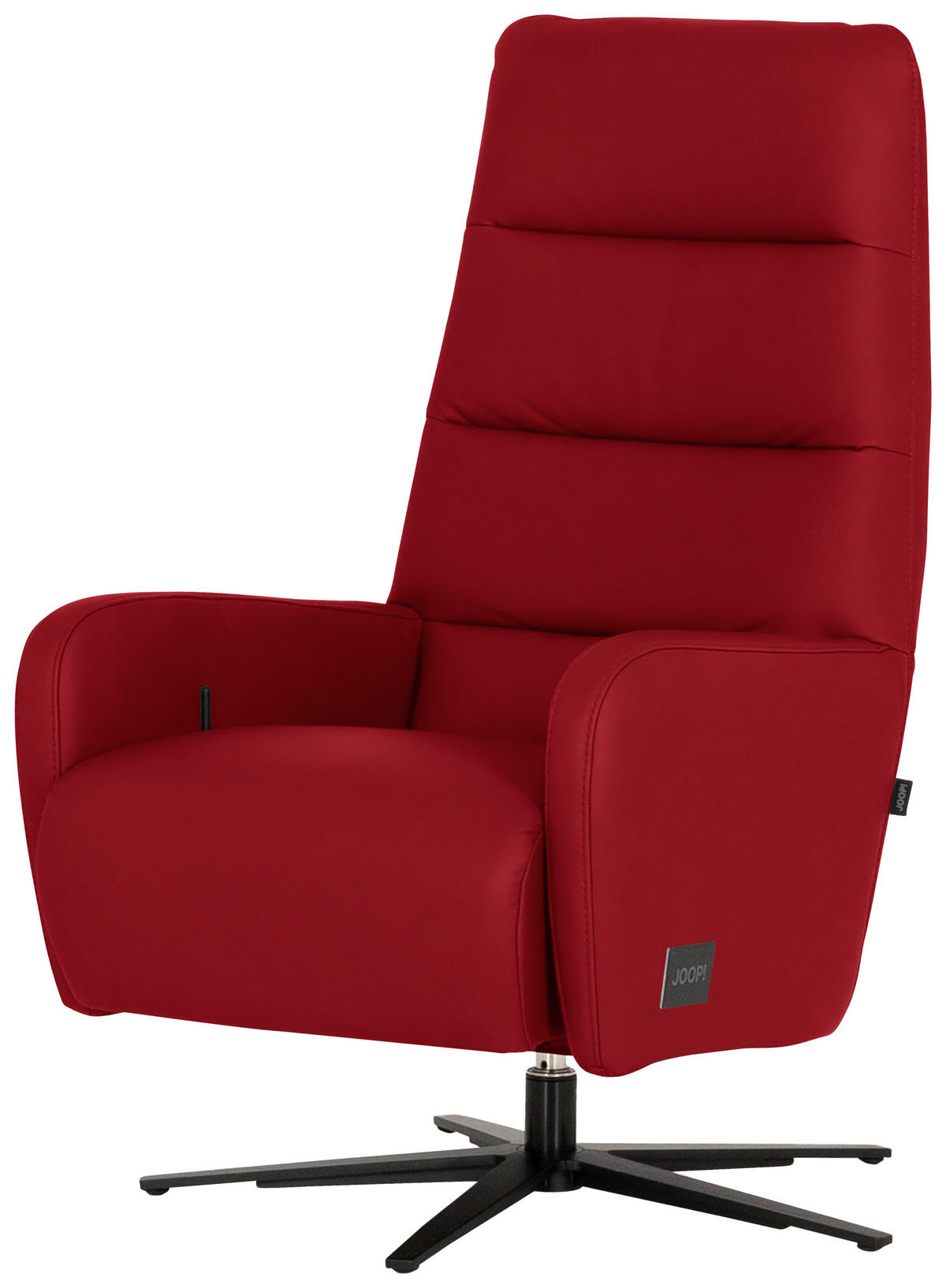 RELAXSESSEL in Leder Rot  - Rot/Schwarz, MODERN, Leder/Metall (66/110/83cm) - Joop!