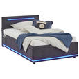 POLSTERBETT 140/200 cm,  in Graphitfarben, Beleuchtung,  - Graphitfarben, Design, Kunststoff/Textil (140/200cm) - Xora