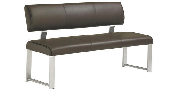 SITZBANK in Braun, Edelstahlfarben - Edelstahlfarben/Braun, Design, Leder/Metall (140cm) - Dieter Knoll