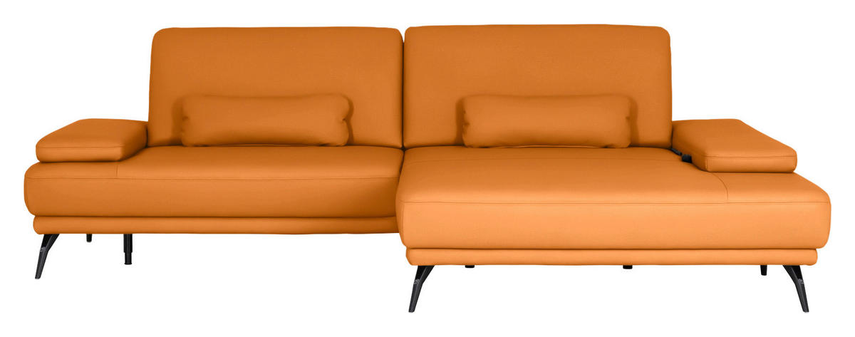 ECKSOFA Echtleder Currygelb  - Currygelb/Schwarz, Konventionell, Leder/Metall (301/180cm) - Joop!