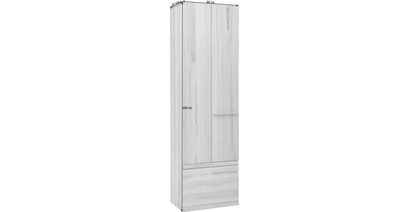 GARDEROBENSCHRANK 60/200/37 cm - Silberfarben/Buchefarben, Natur, Holz/Metall (60/200/37cm) - Valnatura
