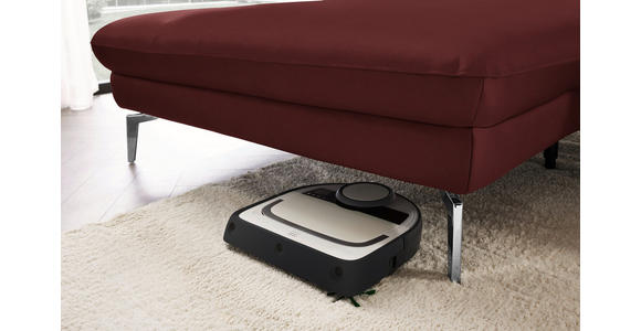 ECKSOFA in Echtleder Rot 157/325 cm - Rot/Schwarz, Design, Leder/Metall (157/325cm) - Dieter Knoll