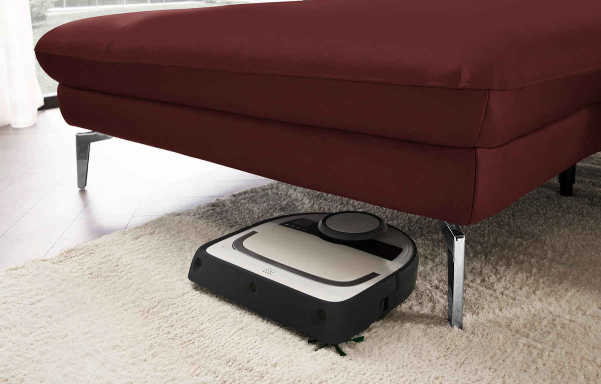 ECKSOFA in Echtleder Rot  - Rot/Schwarz, Design, Leder/Metall (157/325cm) - Dieter Knoll