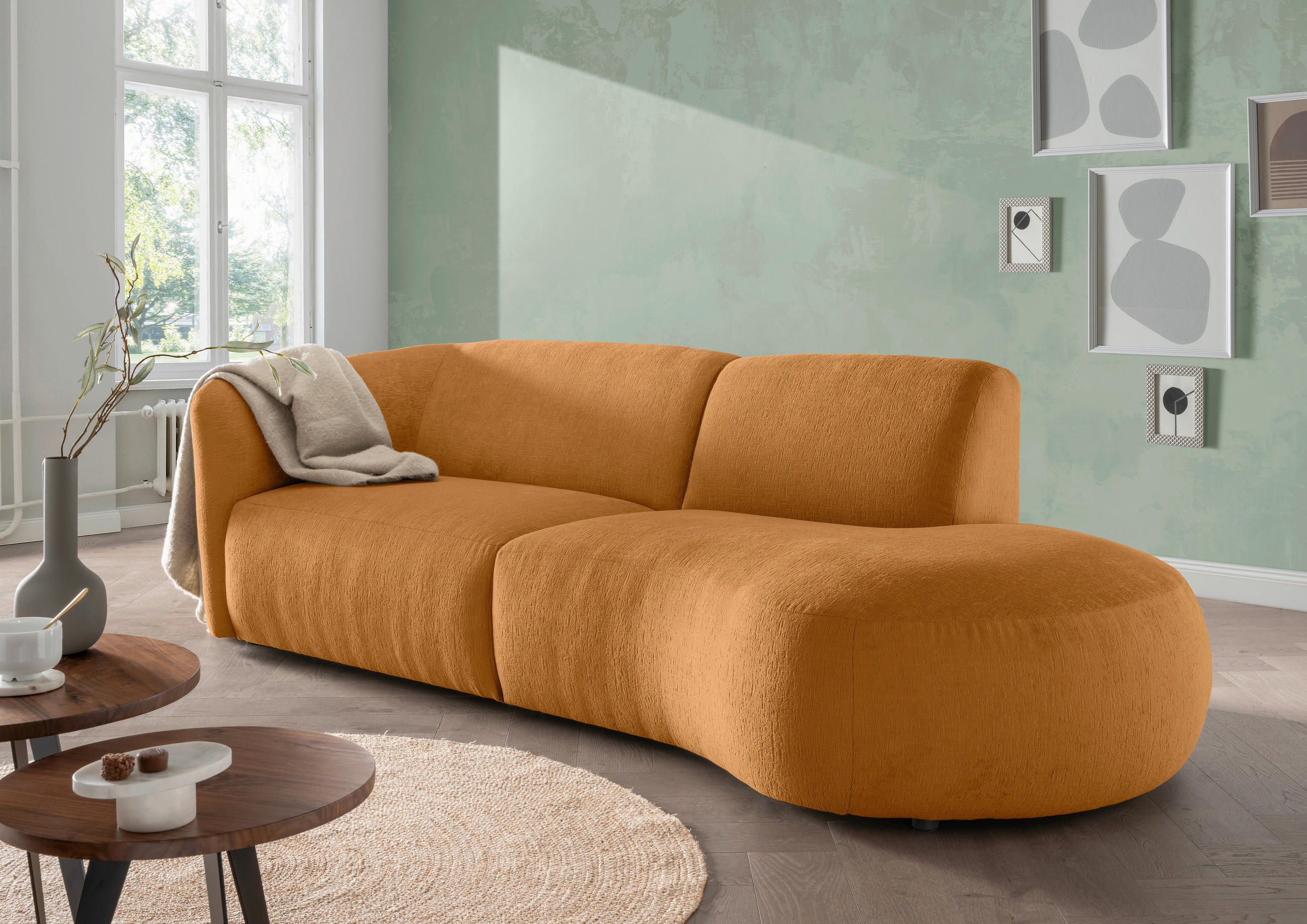 ECKSOFA Jesi Goldfarben Mikrofaser  - Goldfarben/Schwarz, MODERN, Kunststoff/Textil (238/107cm) - Livetastic