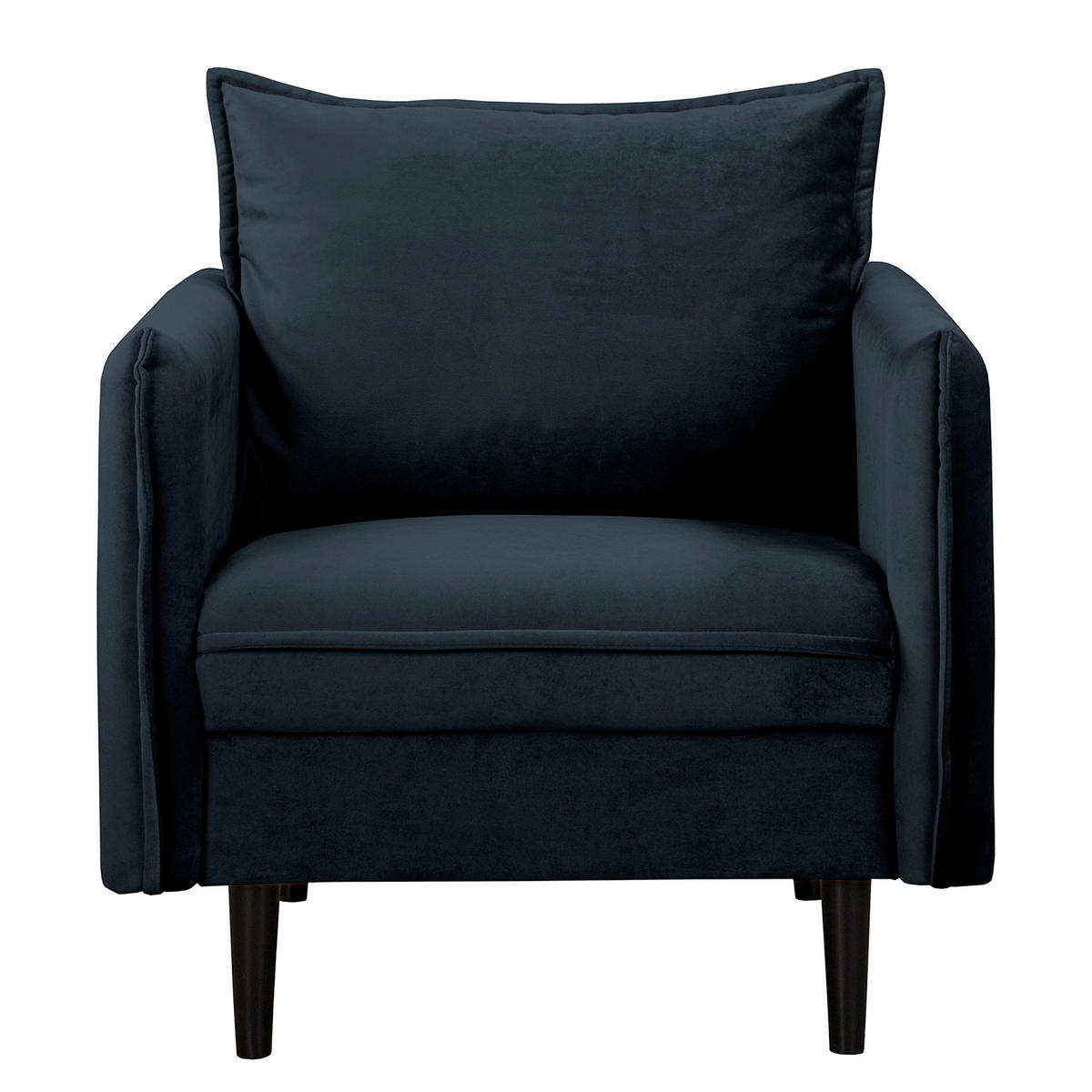SESSEL in Samt Dunkelblau  - Schwarz/Dunkelblau, Design, Holz/Textil (74/86/100cm) - P & B