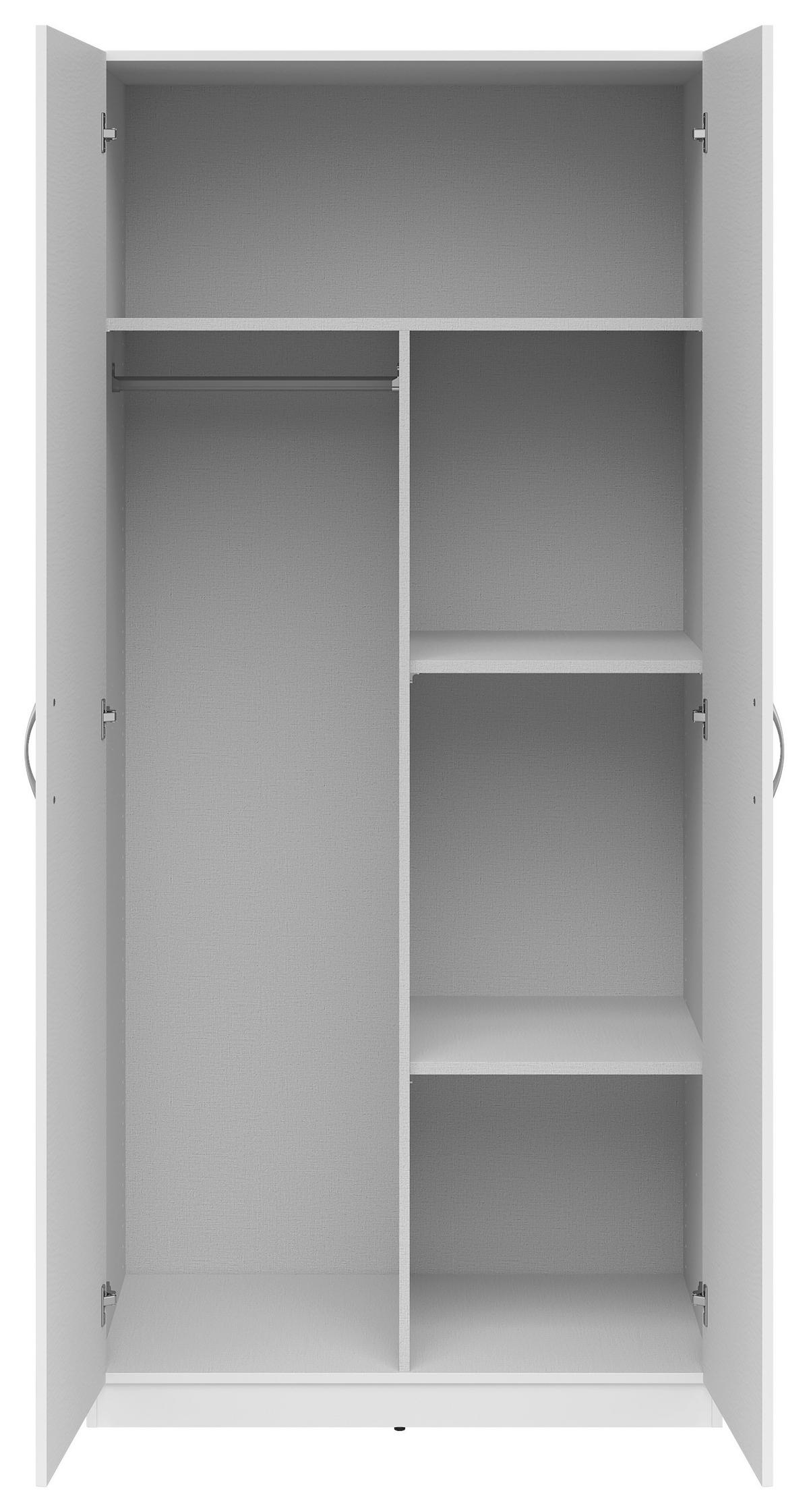 KLEIDERSCHRANK in Weiss  - Weiss/Silberfarben, Konventionell, Holzwerkstoff/Kunststoff (91/197/54cm) - Carryhome