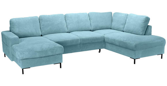 WOHNLANDSCHAFT Türkis Cord  - Türkis/Schwarz, KONVENTIONELL, Textil/Metall (148/303/197cm) - Carryhome