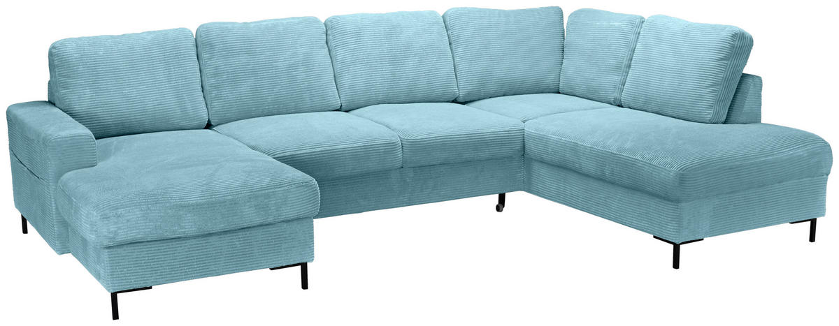 WOHNLANDSCHAFT Türkis Cord  - Türkis/Schwarz, KONVENTIONELL, Textil/Metall (148/303/197cm) - Carryhome
