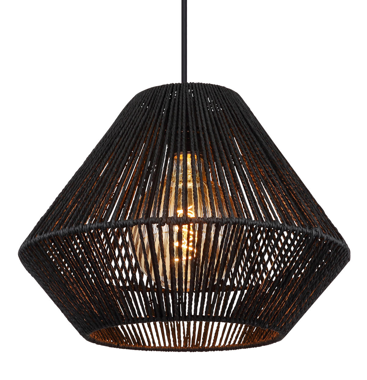 HÄNGLAMPA Houdini 35/120 cm  - svart/naturfärgad, Klassisk, metall/plast (35/120cm) - Globo