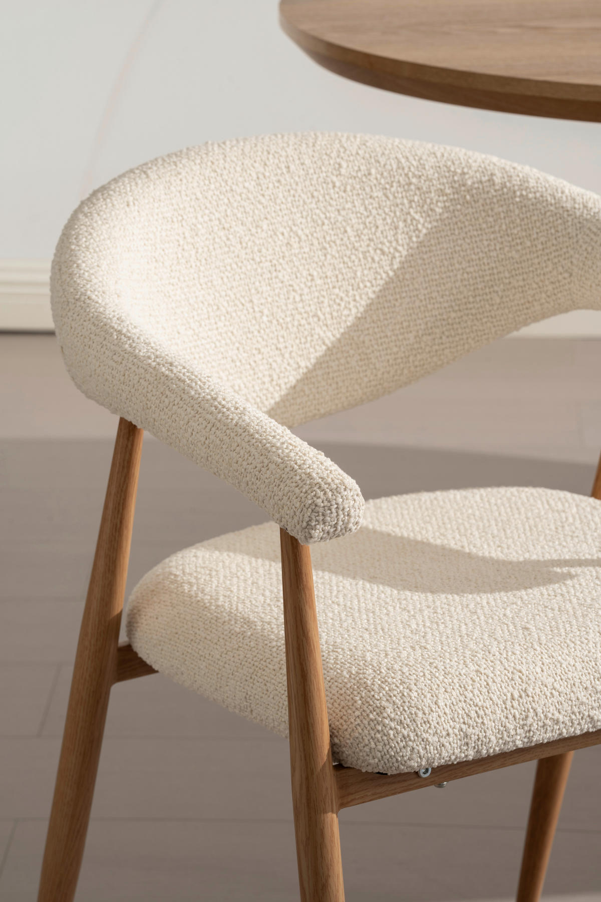 ARMLEHNSTUHL  Stoffauswahl Bouclé  Eichefarben, Creme  - Eichefarben/Creme, Design, Textil/Metall (58/78/60cm) - Lomoco