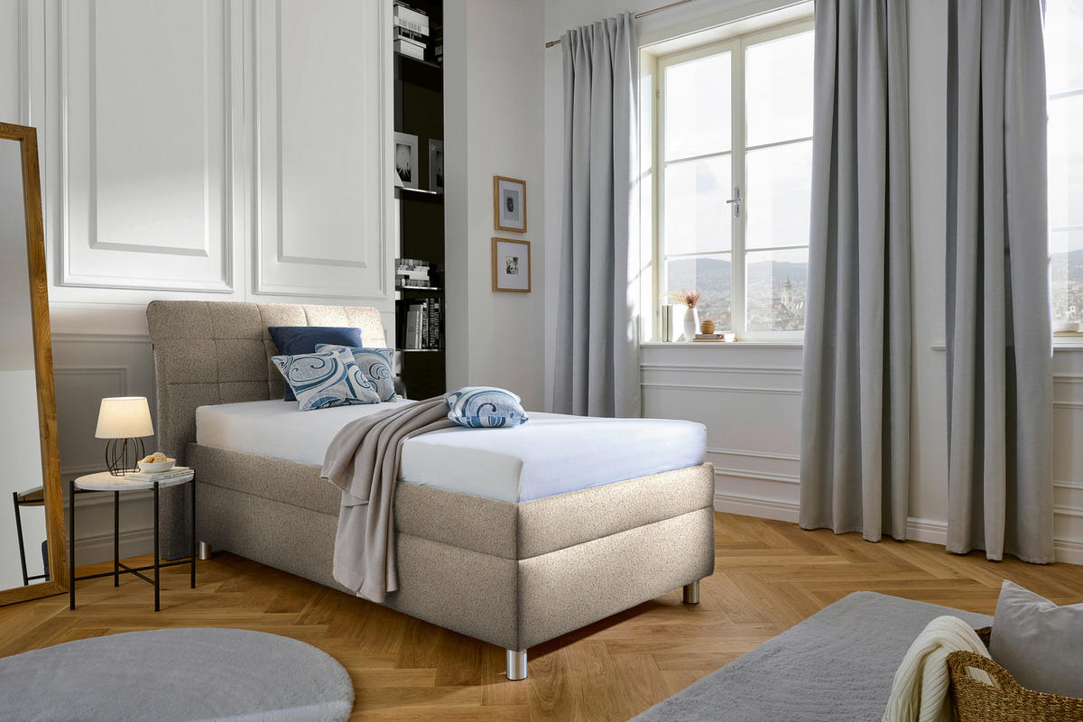 POLSTERBETT Matratze, Lattenrost Greige 100/200 cm  - Greige/Silberfarben, KONVENTIONELL, Holz/Textil (100/200cm) - Esposa