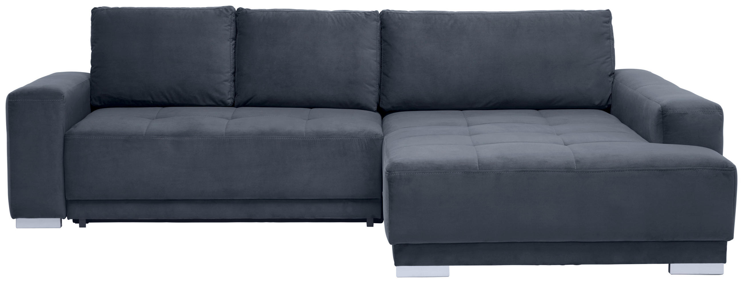 ECKSOFA inkl. Funktionen Anthrazit Flachgewebe  - Anthrazit/Silberfarben, Design, Holz/Textil (293/195cm) - Cantus