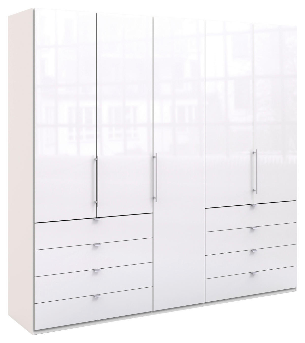FALTTÜRENSCHRANK 250/236/58 cm 3-türig Weiß  - Chromfarben/Weiß, KONVENTIONELL, Glas/Holzwerkstoff (250/236/58cm) - Venda