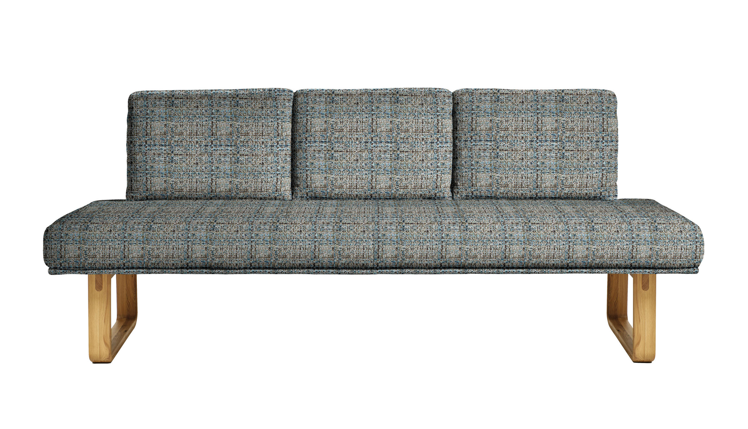 SITZBANK 209/92/78 cm  in Blau, Olivgrün  - Blau/Eichefarben, Design, Holz/Textil (209/92/78cm) - Dieter Knoll