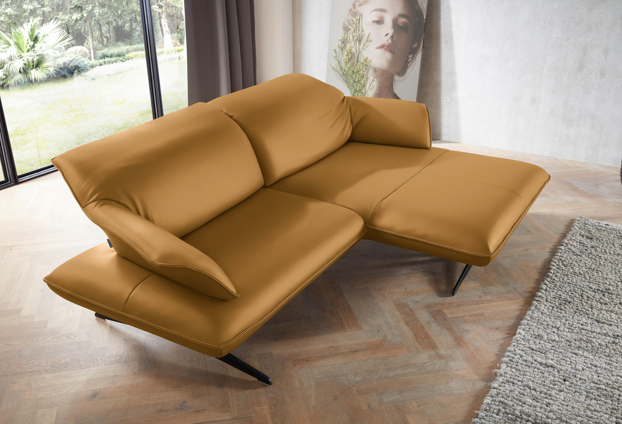 ECKSOFA in Echtleder Bernsteinfarben  252/169 cm  - Beige/Bernsteinfarben, Design, Leder/Metall (252/169cm) - Koinor