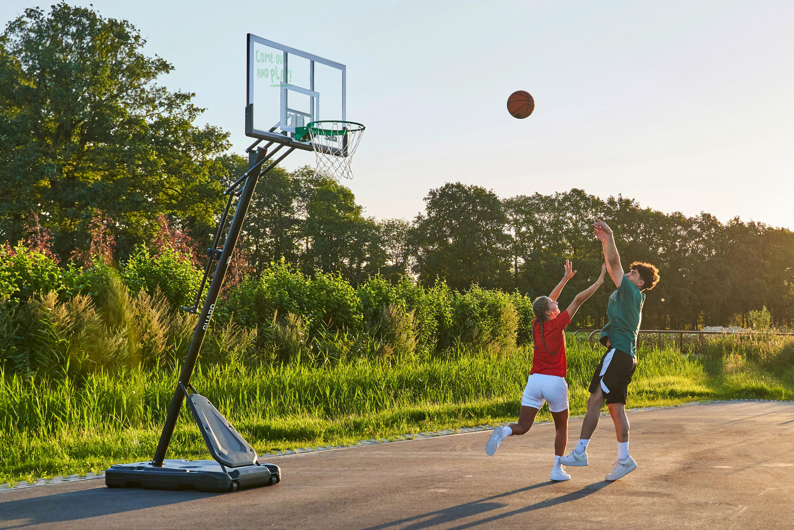 BASKETBALLSTÄNDER - Schwarz/Grün, KONVENTIONELL, Kunststoff/Metall (138/296-371/240cm) - Salta